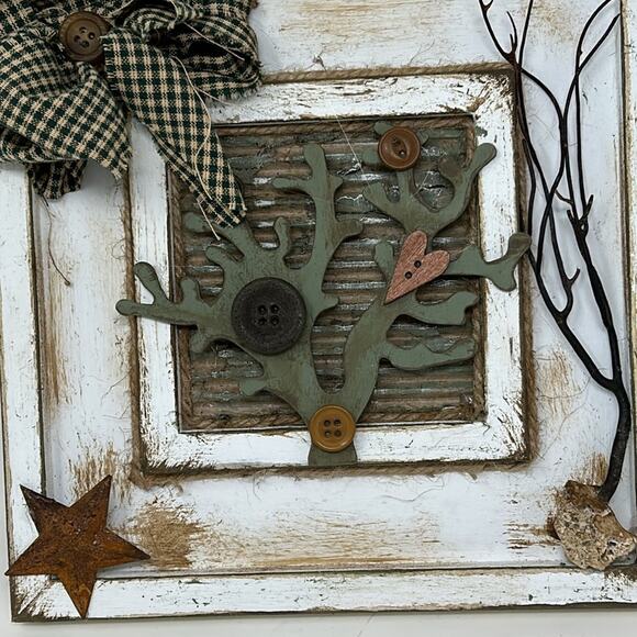Handmade Distressed Wood Tree Rustic Farmhouse Decor in Frame - Picture 2 of 10